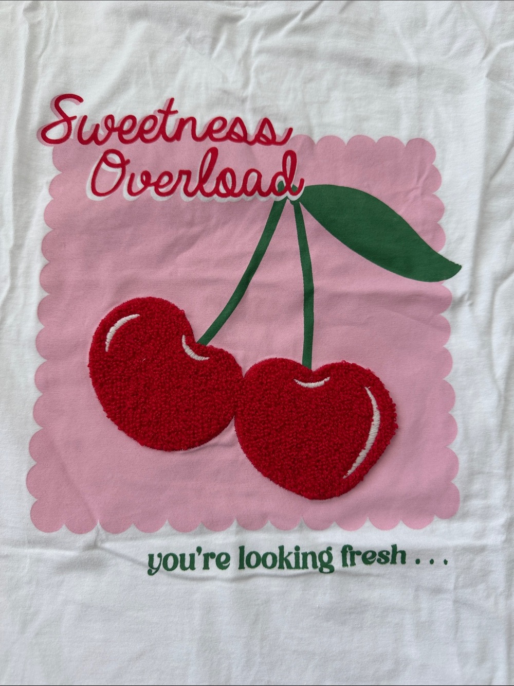 JT One Cherry Pajama Set Sweetness Overload sz Medium White Red Lace Striped - Picture 4 of 14